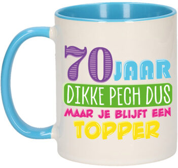 Bellatio Decorations Verjaardag cadeau mok 70 jaar - blauw - dikke pech dus - 300 ml - keramiek