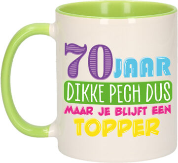 Bellatio Decorations Verjaardag cadeau mok 70 jaar - groen - dikke pech dus - 300 ml - Keramiek