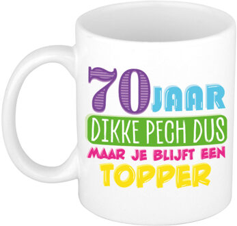 Bellatio Decorations Verjaardag cadeau mok 70 jaar - wit - dikke pech dus - 300 ml - Keramiek