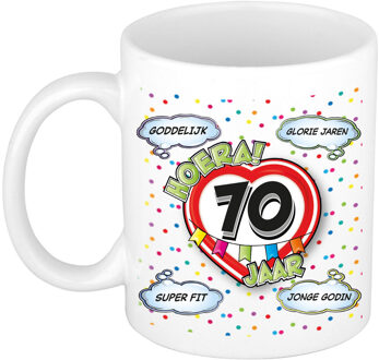 Bellatio Decorations Verjaardag cadeau mok 70 jaar - wit - goddelijk - 300 ml - keramiek Multi