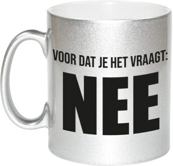 Bellatio Decorations Verjaardag cadeau mok - zilver/zwart - grappige tekst - 300 ml - keramiek