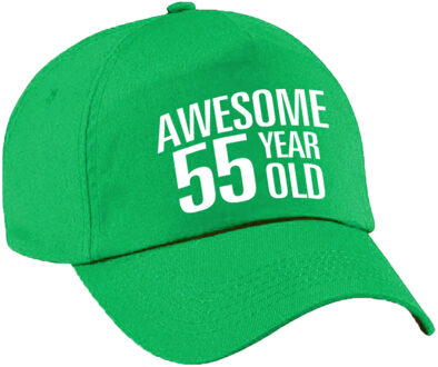 Bellatio Decorations Verjaardag cadeau petje - Awesome 55 year old - 55 jaar - groen - volwassenen - baseball cap