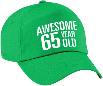 Bellatio Decorations Verjaardag cadeau petje - Awesome 65 year old - 65 jaar - groen - volwassenen - baseball cap