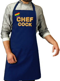 Bellatio Decorations Verjaardag cadeau schort - Chef cock - barbecue/bbq - donker blauw Donkerblauw