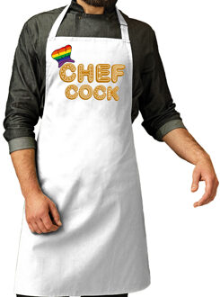 Bellatio Decorations Verjaardag cadeau schort - Chefcock - barbecue/bbq - wit - Vaderdag