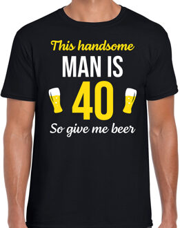 Bellatio Decorations Verjaardag cadeau t-shirt 40 jaar - this handsome man is 40 give beer zwart voor heren 2XL