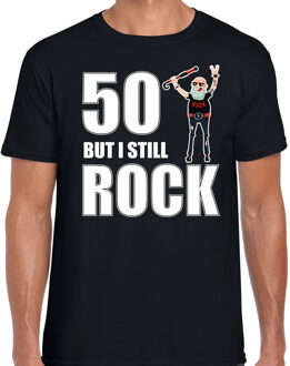 Bellatio Decorations Verjaardag cadeau t-shirt Abraham 50 but I still rock zwart voor heren XL