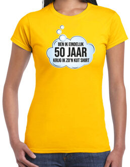 Bellatio Decorations Verjaardag cadeau t-shirt voor dames - 50 jaar/Sarah - geel - kut shirt M