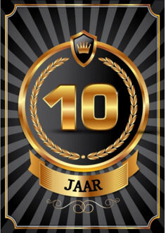 Bellatio Decorations Verjaardag deurposter - 10 jaar - goud - 59 x 42 cm - leeftijd feestartikelen Goudkleurig