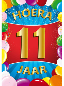 Bellatio Decorations Verjaardag deurposter - 11 jaar - multi - 59 x 84 cm - leeftijd feestartikelen