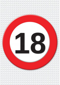 Bellatio Decorations Verjaardag deurposter - 18 jaar - stopbord - 59 x 84 cm - leeftijd feestartikelen