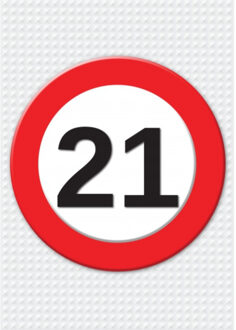 Bellatio Decorations Verjaardag deurposter - 21 jaar - stopbord - 59 x 84 cm - leeftijd feestartikelen Multi