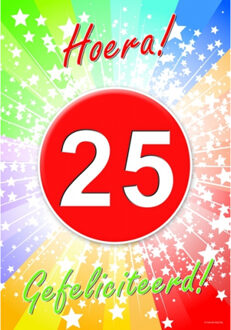 Bellatio Decorations Verjaardag deurposter - 25 jaar - 59 x 42 cm - leeftijd feestartikelen Multi