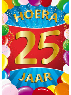 Bellatio Decorations Verjaardag deurposter - 25 jaar - multi - 59 x 84 cm - leeftijd feestartikelen