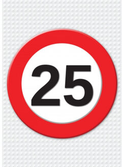 Bellatio Decorations Verjaardag deurposter - 25 jaar - stopbord - 59 x 84 cm - leeftijd feestartikelen Multi