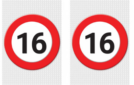 Bellatio Decorations Verjaardag deurposter - 2x - 16 jaar - stopbord - 59 x 84 cm - leeftijd feestartikelen