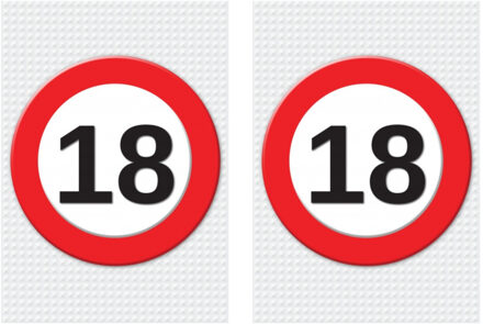 Bellatio Decorations Verjaardag deurposter - 2x - 18 jaar - stopbord - 59 x 84 cm - leeftijd feestartikelen