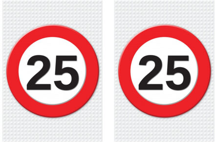 Bellatio Decorations Verjaardag deurposter - 2x - 25 jaar - stopbord - 59 x 84 cm - leeftijd feestartikelen