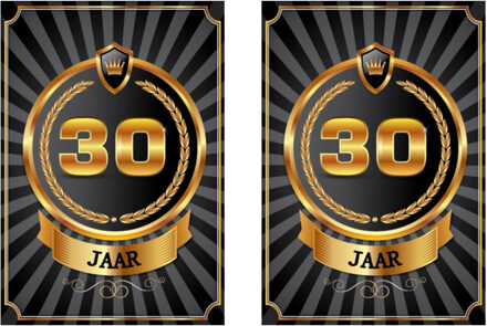 Bellatio Decorations Verjaardag deurposter - 2x - 30 jaar - goud - 59 x 42 cm - leeftijd feestartikelen