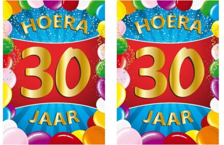 Bellatio Decorations Verjaardag deurposter - 2x - 30 jaar - multi - 59 x 84 cm - leeftijd feestartikelen