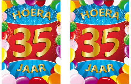 Bellatio Decorations Verjaardag deurposter - 2x - 35 jaar - multi - 59 x 84 cm - leeftijd feestartikelen