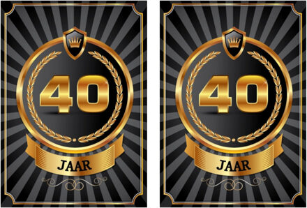 Bellatio Decorations Verjaardag deurposter - 2x - 40 jaar - goud - 59 x 42 cm - leeftijd feestartikelen