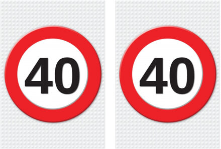 Bellatio Decorations Verjaardag deurposter - 2x - 40 jaar - stopbord - 59 x 84 cm - leeftijd feestartikelen