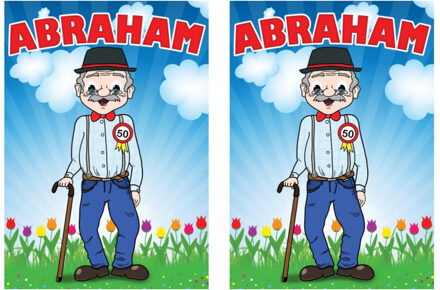 Bellatio Decorations Verjaardag deurposter - 2x - 50 jaar - Abraham - 59 x 84 cm - leeftijd feestartikelen - Opa poster