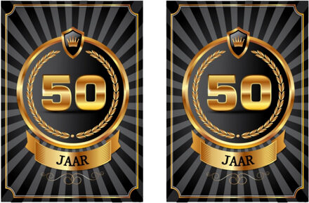 Bellatio Decorations Verjaardag deurposter - 2x - 50 jaar - goud - abraham/sarah - 59 x 42 cm - leeftijd feestartikelen
