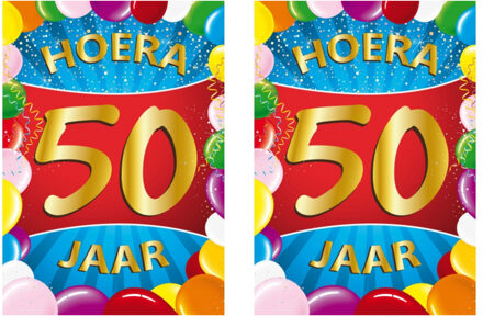 Bellatio Decorations Verjaardag deurposter - 2x - 50 jaar - multi - 59 x 42 cm - leeftijd feestartikelen - Abraham/Sarah