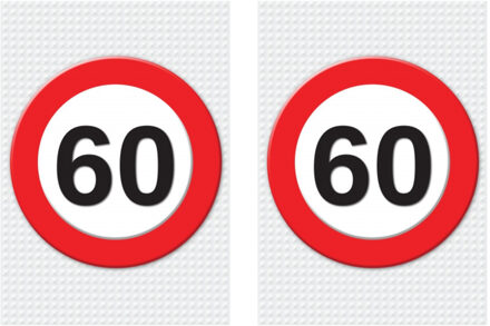 Bellatio Decorations Verjaardag deurposter - 2x - 60 jaar - stopbord - 59 x 84 cm - leeftijd feestartikelen