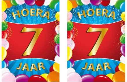 Bellatio Decorations Verjaardag deurposter - 2x - 7 jaar - multi - 59 x 84 cm - leeftijd feestartikelen
