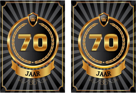 Bellatio Decorations Verjaardag deurposter - 2x - 70 jaar - goud - 59 x 42 cm - leeftijd feestartikelen