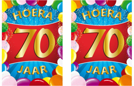 Bellatio Decorations Verjaardag deurposter - 2x - 70 jaar - multi - 59 x 84 cm - leeftijd feestartikelen