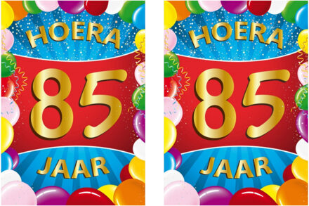 Bellatio Decorations Verjaardag deurposter - 2x - 85 jaar - multi - 59 x 84 cm - leeftijd feestartikelen