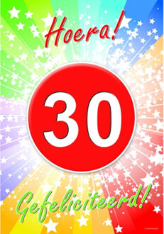 Bellatio Decorations Verjaardag deurposter - 30 jaar - 59 x 42 cm - leeftijd feestartikelen