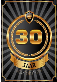 Bellatio Decorations Verjaardag deurposter - 30 jaar - goud - 59 x 42 cm - leeftijd feestartikelen Goudkleurig