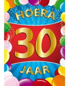 Bellatio Decorations Verjaardag deurposter - 30 jaar - multi - 59 x 84 cm - leeftijd feestartikelen