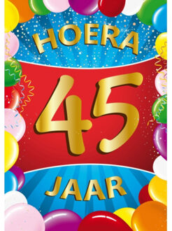 Bellatio Decorations Verjaardag deurposter - 45 jaar - multi - 59 x 84 cm - leeftijd feestartikelen