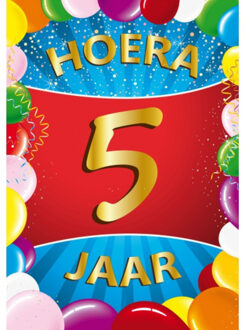 Bellatio Decorations Verjaardag deurposter - 5 jaar - multi - 59 x 84 cm - leeftijd feestartikelen