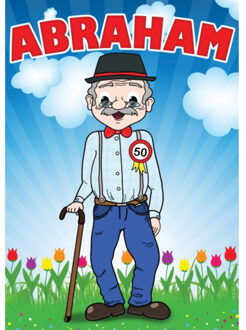 Bellatio Decorations Verjaardag deurposter - 50 jaar - Abraham - 59 x 84 cm - leeftijd feestartikelen - Opa poster Multi