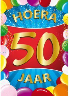 Bellatio Decorations Verjaardag deurposter - 50 jaar - multi - 59 x 42 cm - leeftijd feestartikelen - Abraham/Sarah