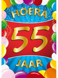 Bellatio Decorations Verjaardag deurposter - 55 jaar - multi - 59 x 84 cm - leeftijd feestartikelen