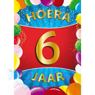 Bellatio Decorations Verjaardag deurposter - 6 jaar - multi - 59 x 84 cm - leeftijd feestartikelen