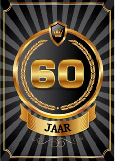 Bellatio Decorations Verjaardag deurposter - 60 jaar - goud - 59 x 42 cm - leeftijd feestartikelen