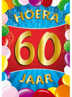 Bellatio Decorations Verjaardag deurposter - 60 jaar - multi - 59 x 84 cm - leeftijd feestartikelen