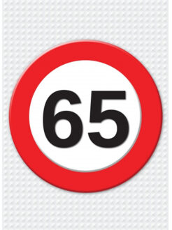 Bellatio Decorations Verjaardag deurposter - 65 jaar - stopbord - 59 x 84 cm - leeftijd feestartikelen Multi