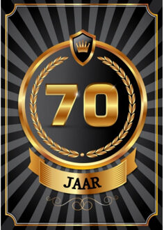 Bellatio Decorations Verjaardag deurposter - 70 jaar - goud - 59 x 42 cm - leeftijd feestartikelen Multi