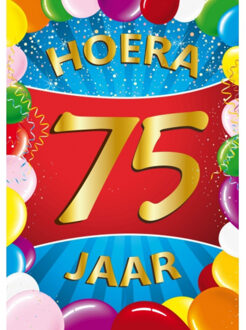 Bellatio Decorations Verjaardag deurposter - 75 jaar - multi - 59 x 84 cm - leeftijd feestartikelen