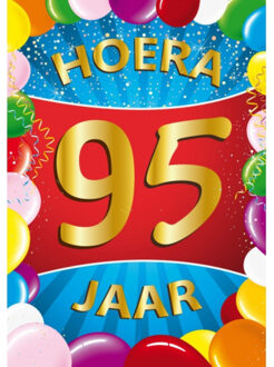 Bellatio Decorations Verjaardag deurposter - 95 jaar - multi - 59 x 84 cm - leeftijd feestartikelen